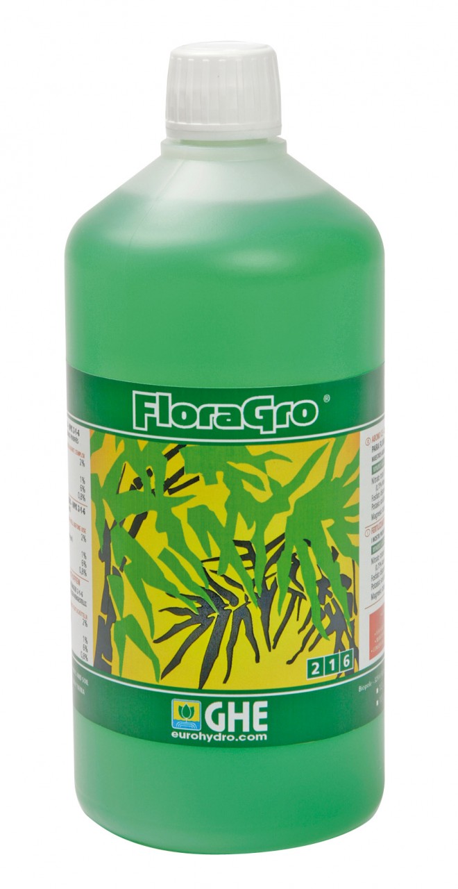 Abono Flora Gro de General Hydroponics para tierra, coco e hidro.