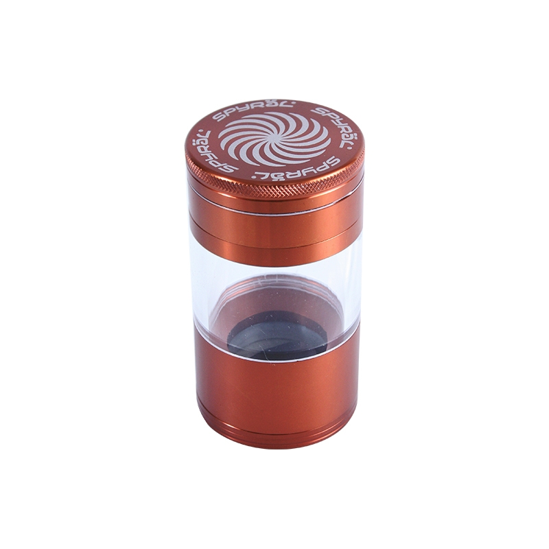 Grinder Spyral 4 partes Tamiz Transparente-cobre