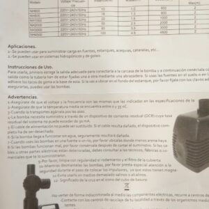 instrucciones Bomba de Agua Sumergible 2000Lt (Neptune)